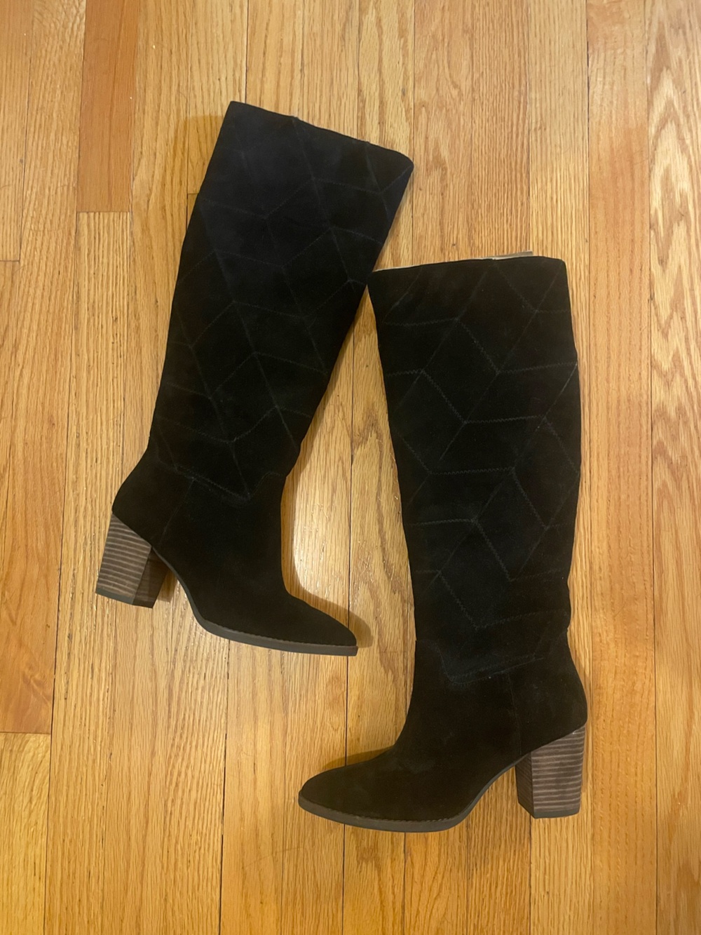 Lucky Brand Black Suede Over-the-Knee Block Heel Boots